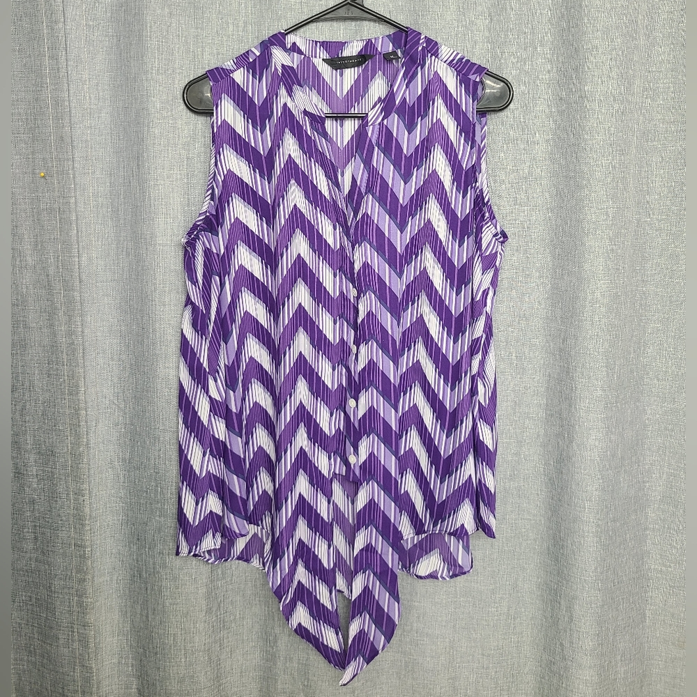 Investments purple Geometric Blouse Top Sz M
